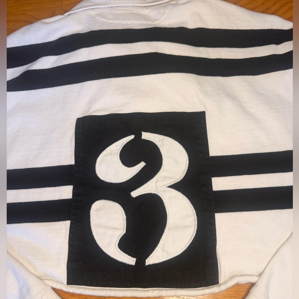Polo Ralph Lauren Rugby Crop Sweatshirt XL Striped Big Logo Crest Preppy - Picture 7 of 11